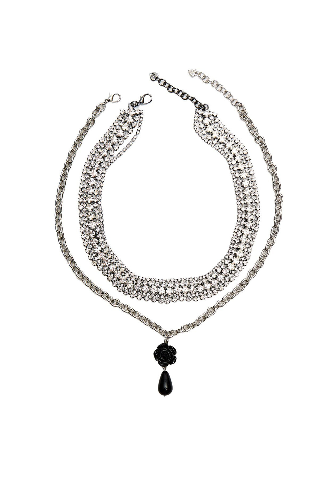 Moudda STRADIVARIUS - Lot de 2 Colliers Full Strass et Charm Fleur - Tunisie 1