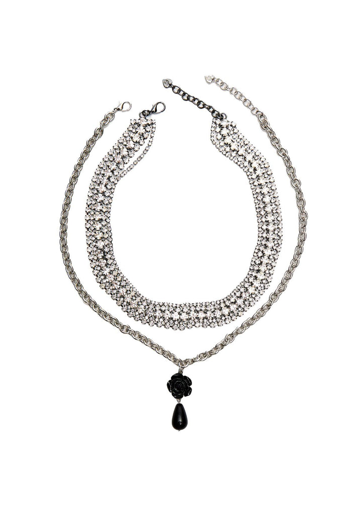 Moudda STRADIVARIUS - Lot de 2 Colliers Full Strass et Charm Fleur - Tunisie 1