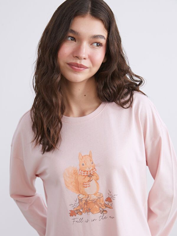 Moudda LC Waikiki - Pyjama en jersey manches longues Femme Carreaux rose terneux - Tunisie 1