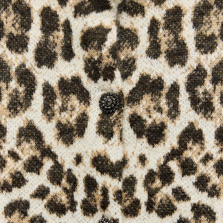 Moudda ZARA - Gilet en maille imprimé animal, col orné de bijoux - Tunisie 3