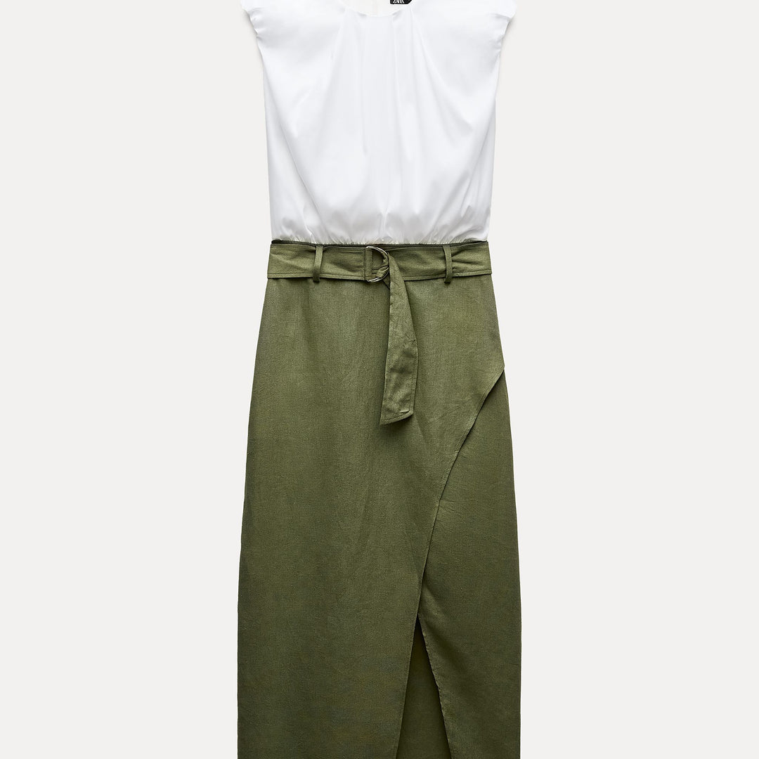 Moudda ZARA - Robe mi-longue tissu combiné haut avec jupe lin/viscose - Tunisie 1