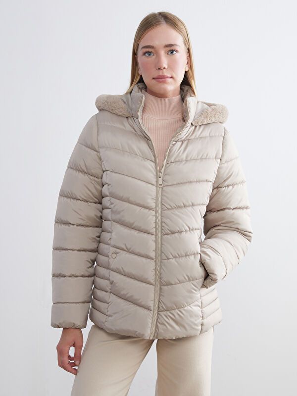 Moudda LC Waikiki - Manteau matelassé en nylon Femme Beige - Tunisie 1