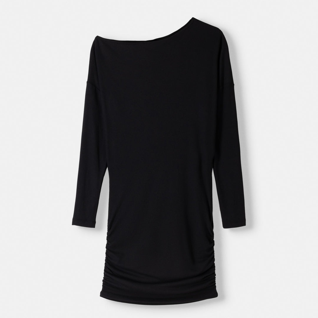 Moudda BERSHKA - Noir – robe mi-longue manches longues asymétrique drapée - Tunisie 1