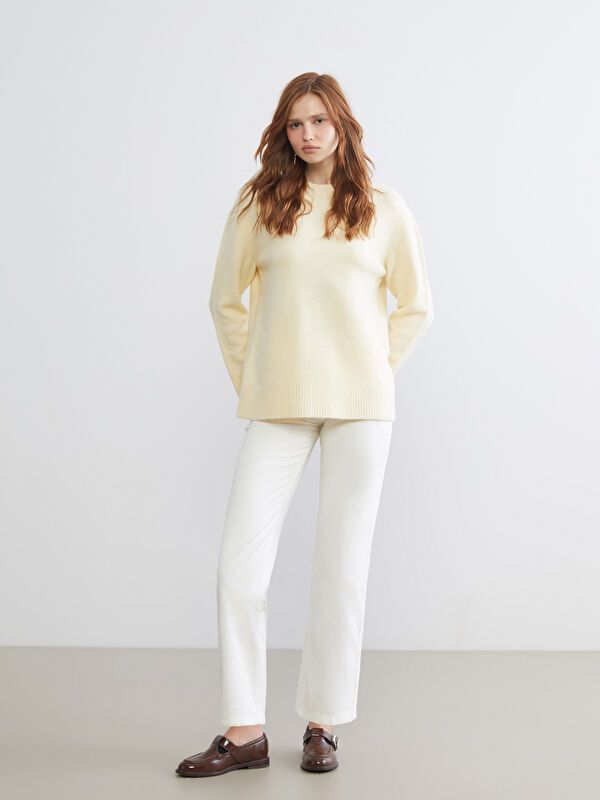 Moudda LC Waikiki - Pantalon en jean couleur Beige clair pour femmes - Tunisie 1