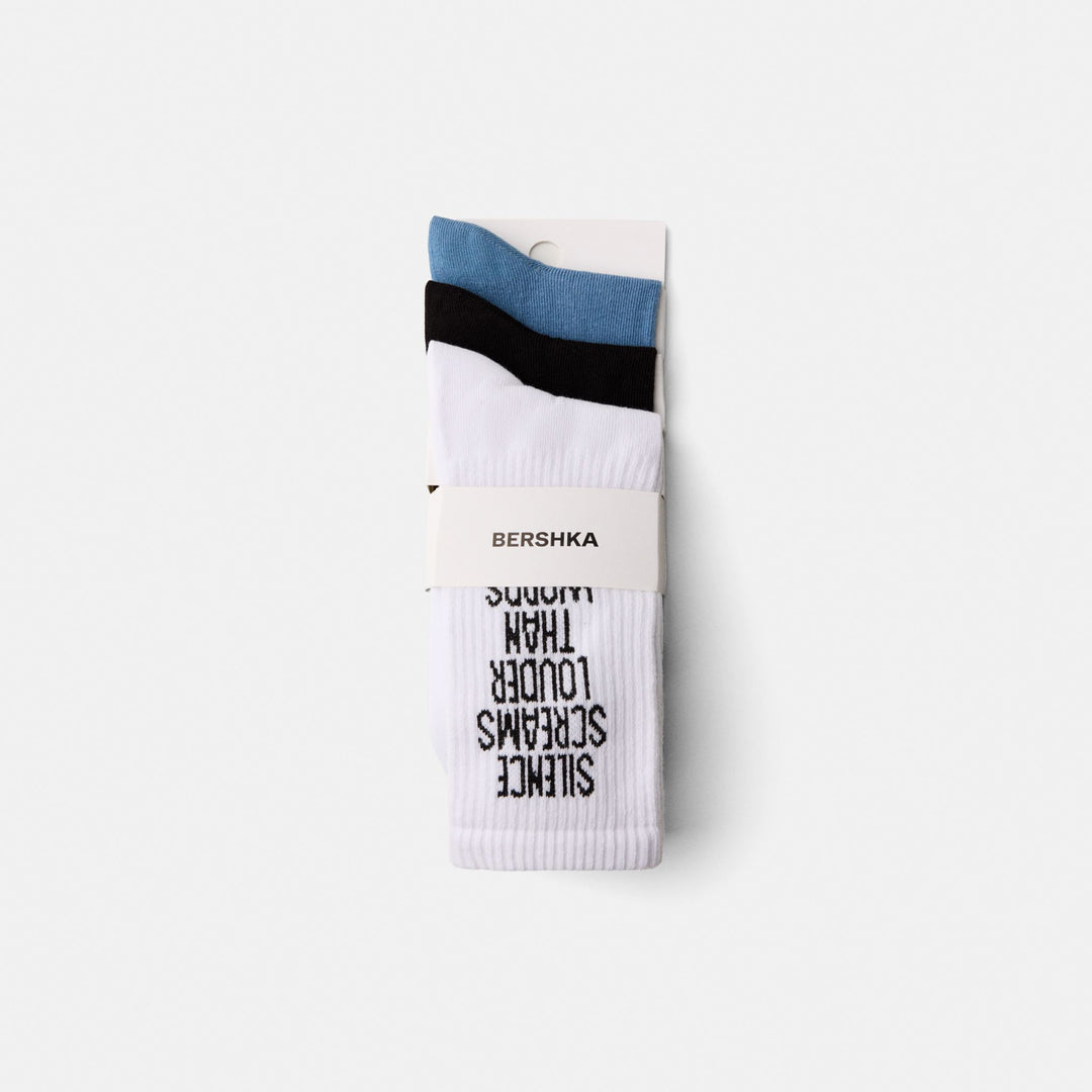 Moudda BERSHKA - Lot de 3 Paires de Chaussettes à Messages - Tunisie 1