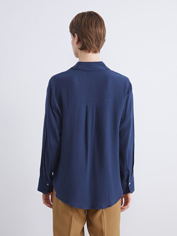 Moudda LC Waikiki - Chemise tissée manches longues Femme Marine - Tunisie 4