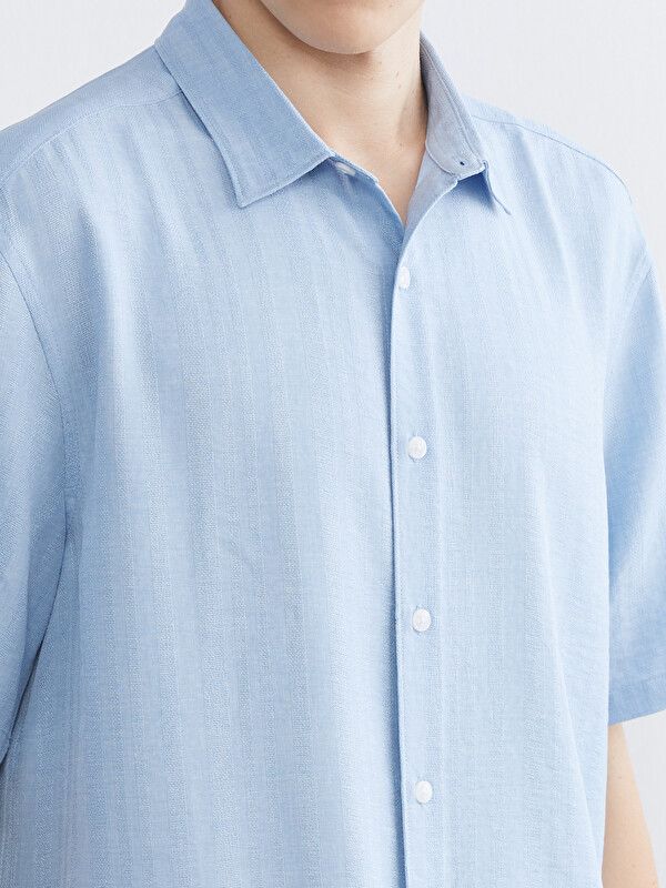 Moudda LC Waikiki - Chemise manches courtes en tissu pour Homme couleur Bleu - Tunisie 3