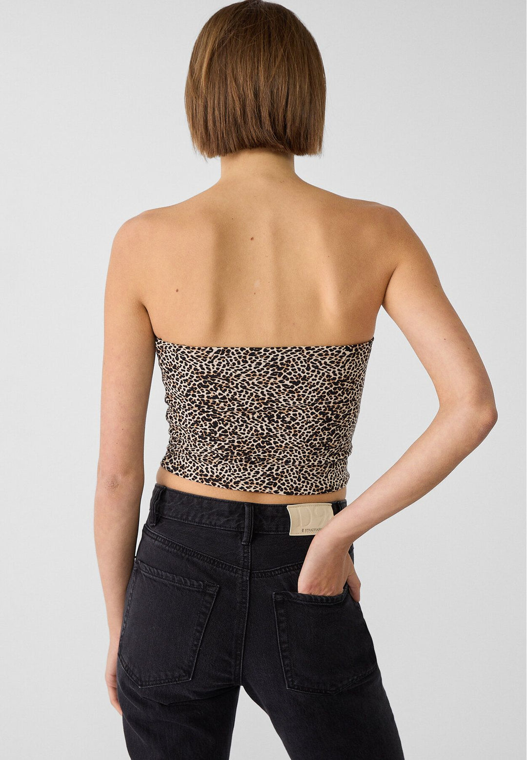 Moudda STRADIVARIUS - T-Shirt Crop Bandeau Basique Coton Élasthanne Imprimé - Tunisie 5