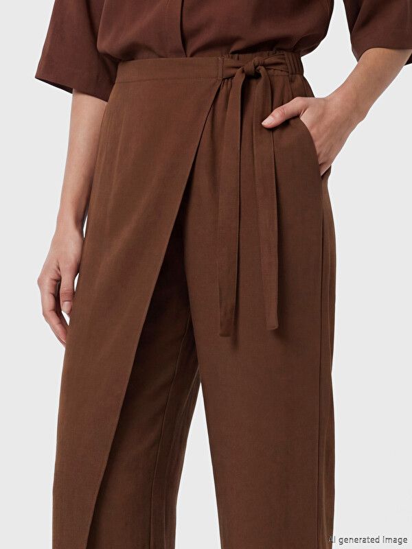 Moudda LC Waikiki - Pantalon fin en tissu pour Femme couleur Marron - Tunisie 3