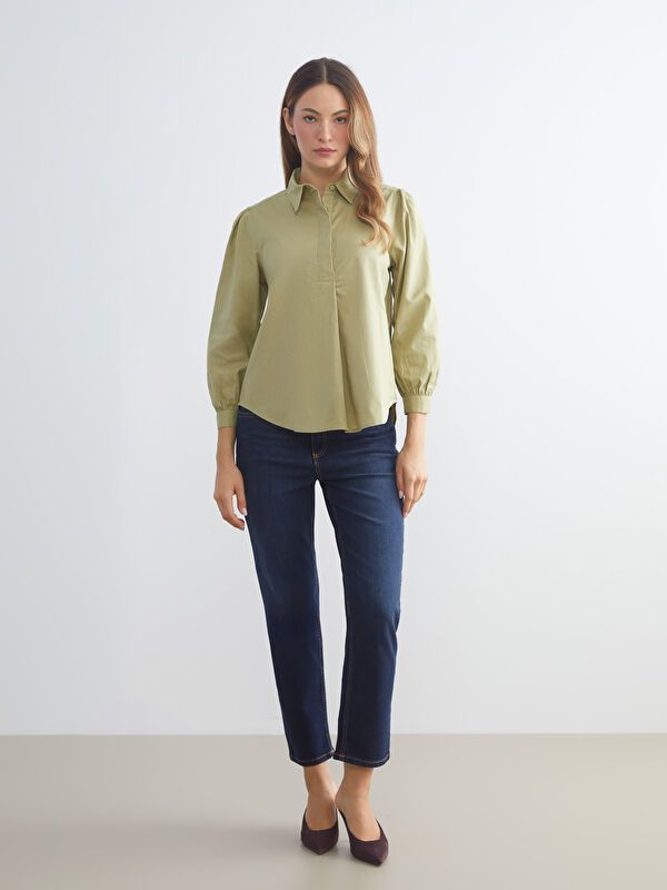 Moudda LC Waikiki - Blouse tissée manches longues Femme Kaki - Tunisie 2