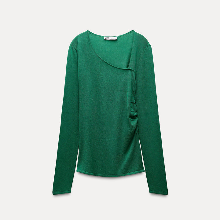 Moudda ZARA - Haut manches longues, col asymétrique froncé - Tunisie 2