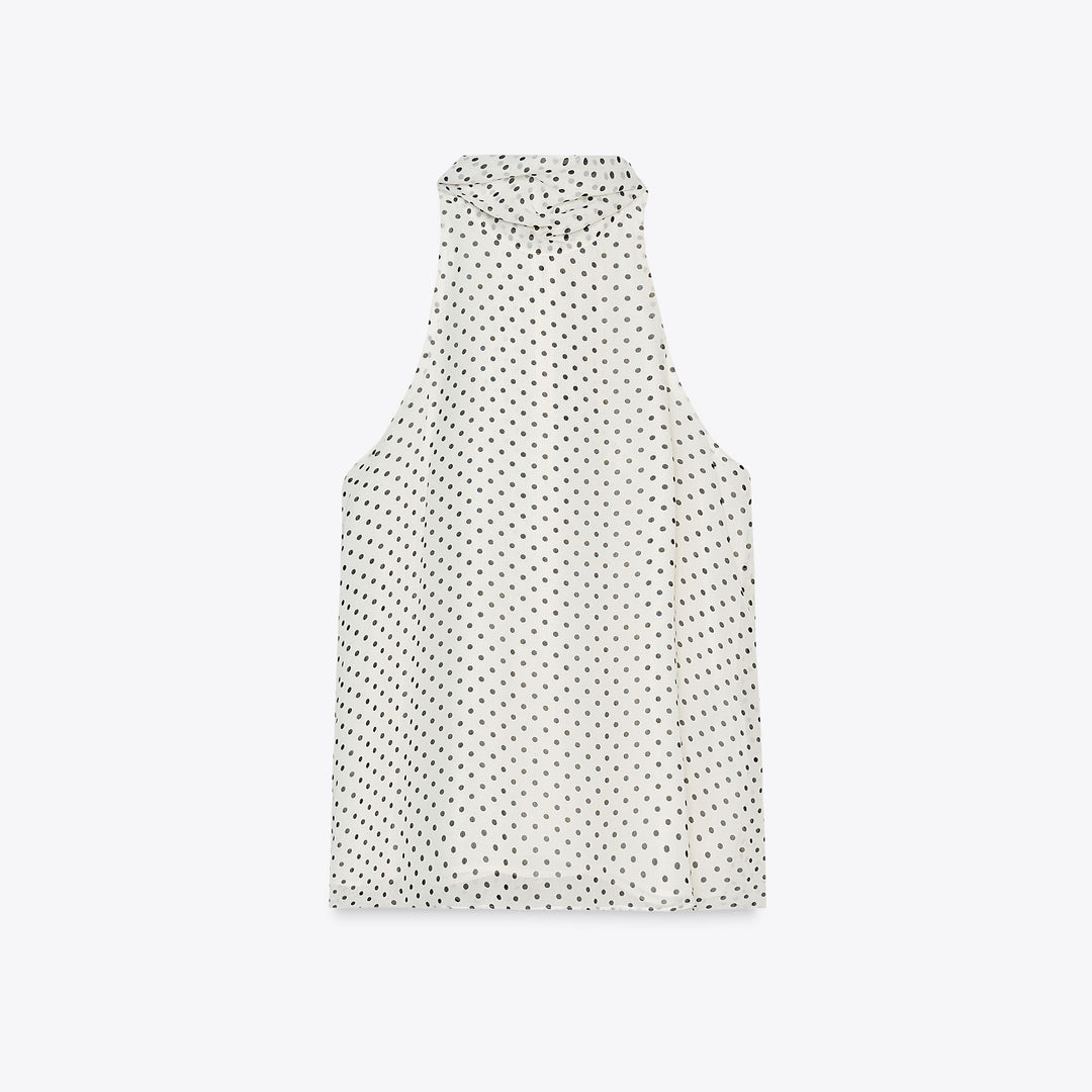 Moudda ZARA - Top Halter - Manches Courtes, Nœud & Pois - Tunisie 1