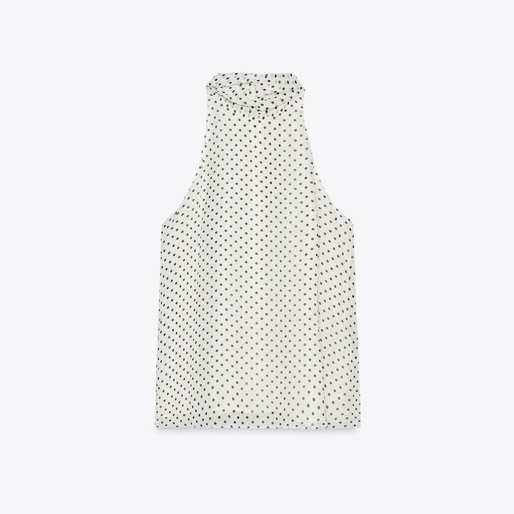 Moudda ZARA - Top Halter - Manches Courtes, Nœud & Pois - Tunisie 1