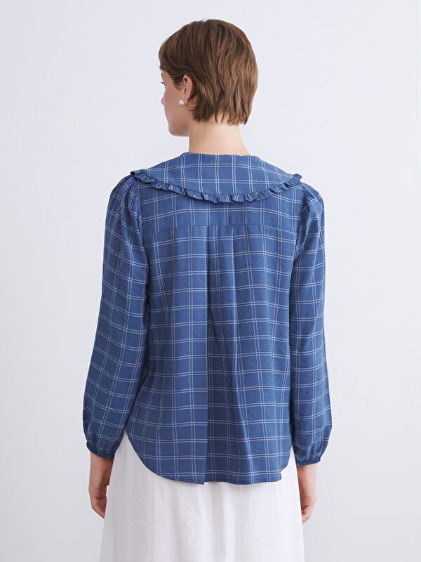 Moudda LC Waikiki - Chemise tissée manches longues Femme Carreaux marine - Tunisie 4