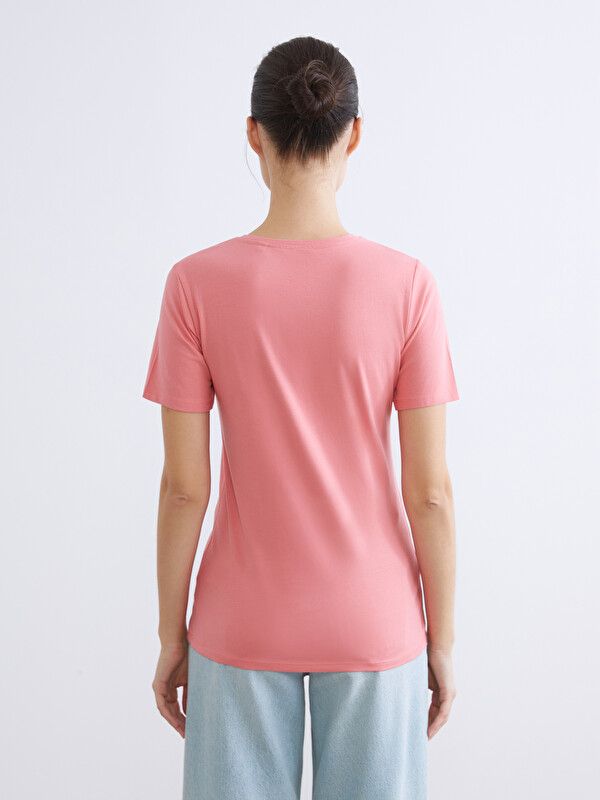 Moudda LC Waikiki - Body basique manches courtes en jersey pour Femme couleur  Corail - Tunisie 4