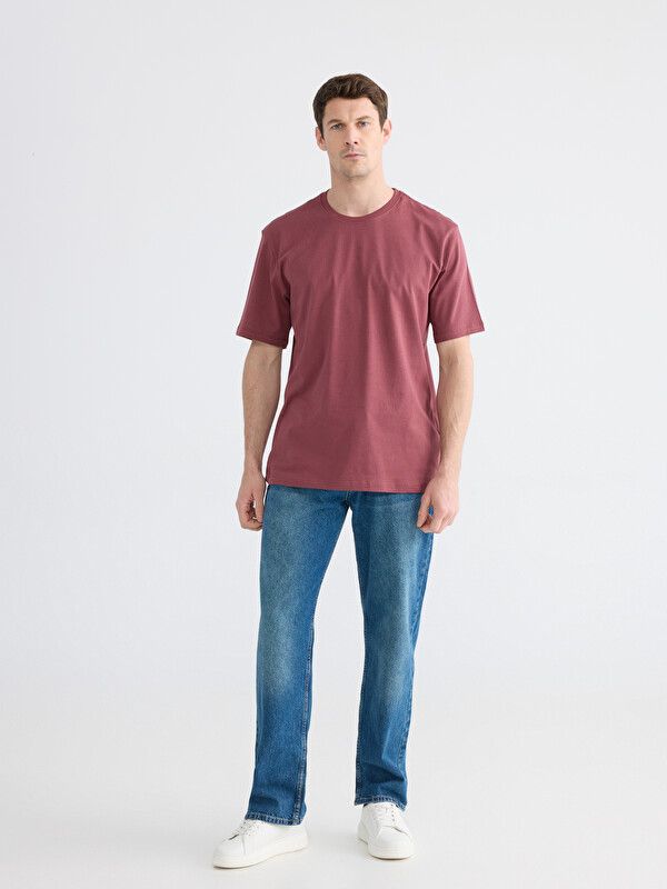 Moudda LC Waikiki - T-shirt basique col rond manches courtes en jersey pour Homme couleur Bordeaux clair - Tunisie 2