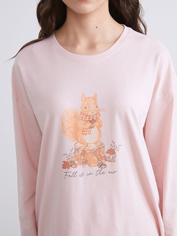 Moudda LC Waikiki - Pyjama en jersey manches longues Femme Carreaux rose terneux - Tunisie 3