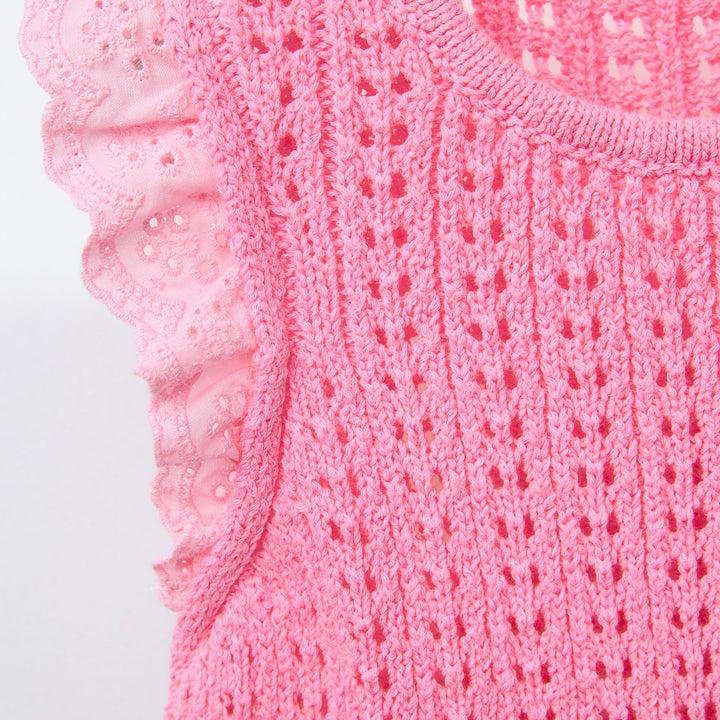 Moudda ZARA - Top Maille Enfant - Rose & Dentelle (6T) - Tunisie 3