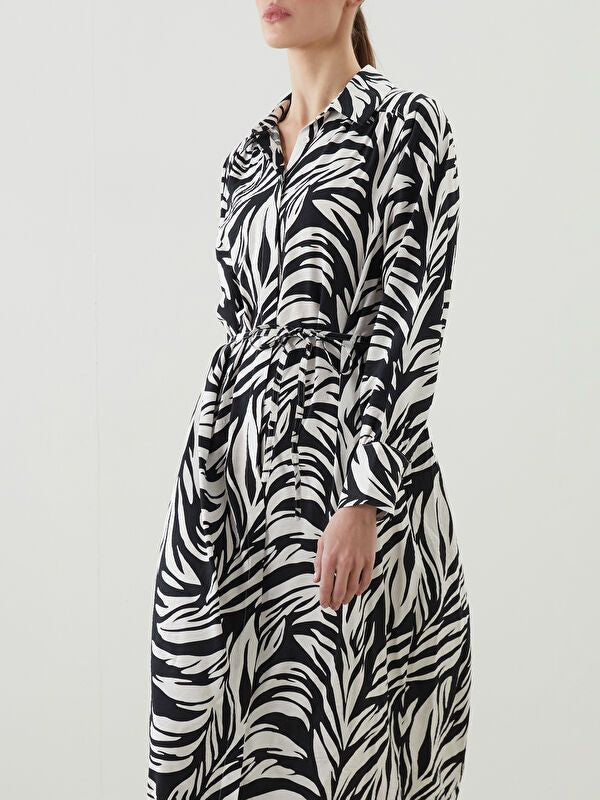 Moudda LC Waikiki - Robe tissée manches longues Femme Imprimé en noir - Tunisie 2