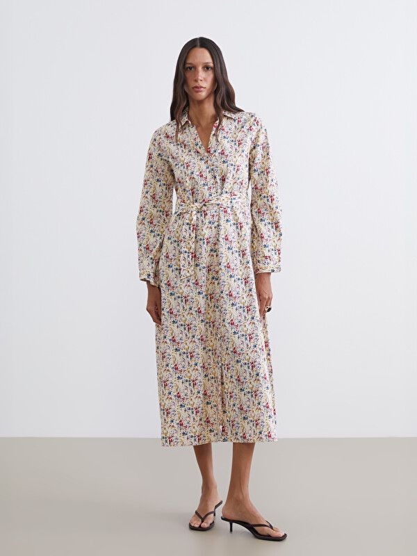 Moudda LC Waikiki - Robe manches longues en tissu pour Femme couleur Vert imprimé - Tunisie 1