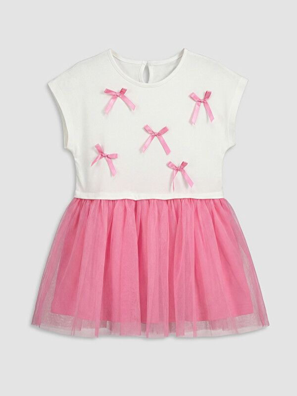 Moudda LC Waikiki - Robe manches courtes en jersey pour Fille couleur Écru - Tunisie 1