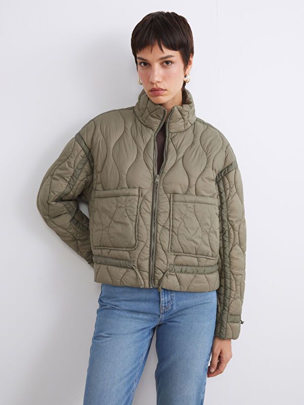 Moudda LC Waikiki - Manteau matelassé léger Femme Kaki clair - Tunisie 1