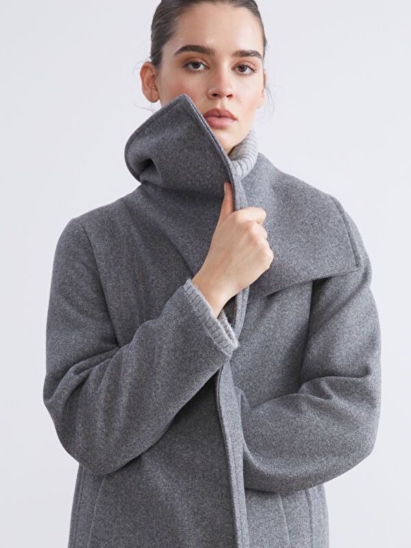 Moudda LC Waikiki - Manteau effet laine Femme Mélange de gris - Tunisie 3