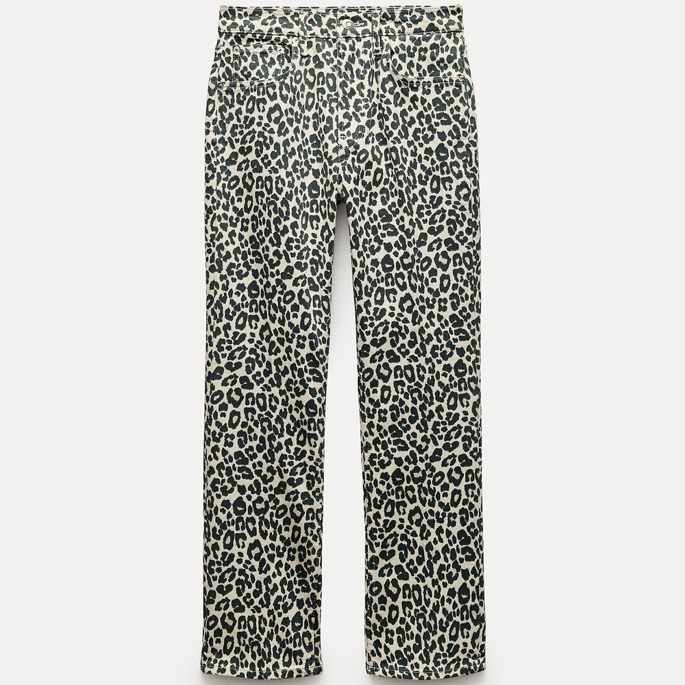 Moudda ZARA - Jean bootcut taille haute court imprimé léopard - Tunisie 2