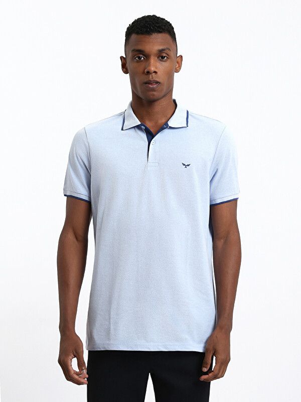 Moudda LC Waikiki - T-shirt col polo basique manches courtes en jersey pour Homme couleur Bleu mélangé - Tunisie 1