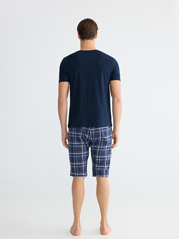 Moudda LC Waikiki - Ensemble pyjama jersey manches courtes-short pour Homme couleur Bleu marine imprimé - Tunisie 4