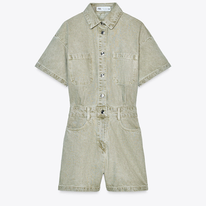 Moudda ZARA - Combinaison Denim Courte - Taille Élastique - Tunisie 1