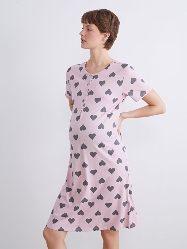 Moudda LC Waikiki - Chemise de nuit maternité Femme Rose poussiéreux clair - Tunisie 1