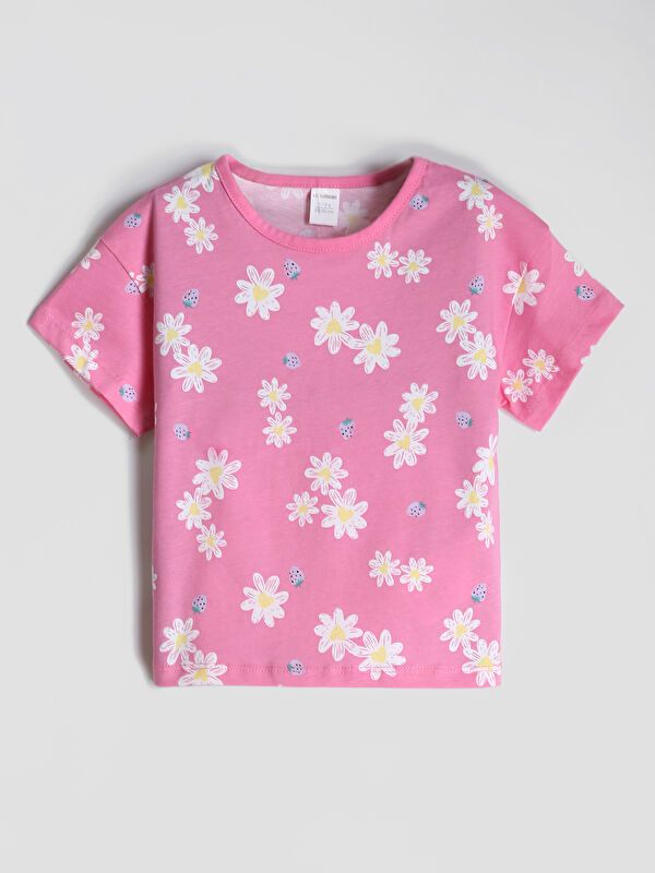 Moudda LC Waikiki - Body jersey manches courtes Fille Imprimé rose - Tunisie 1