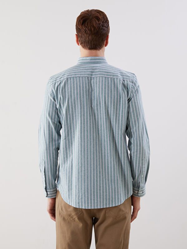 Moudda LC Waikiki - Chemise tissée manches longues Homme Rayures vertes - Tunisie 4