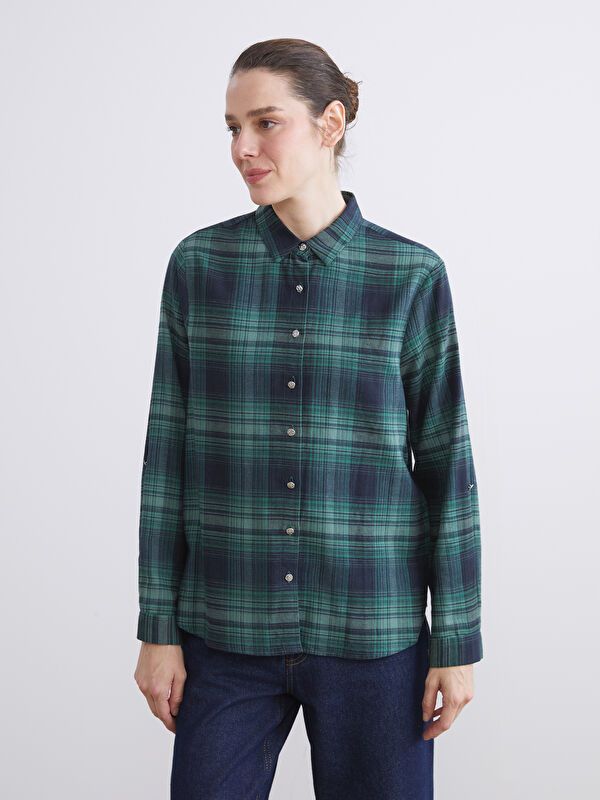 Moudda LC Waikiki - Chemise tissée manches longues Femme À carreaux verts - Tunisie 1