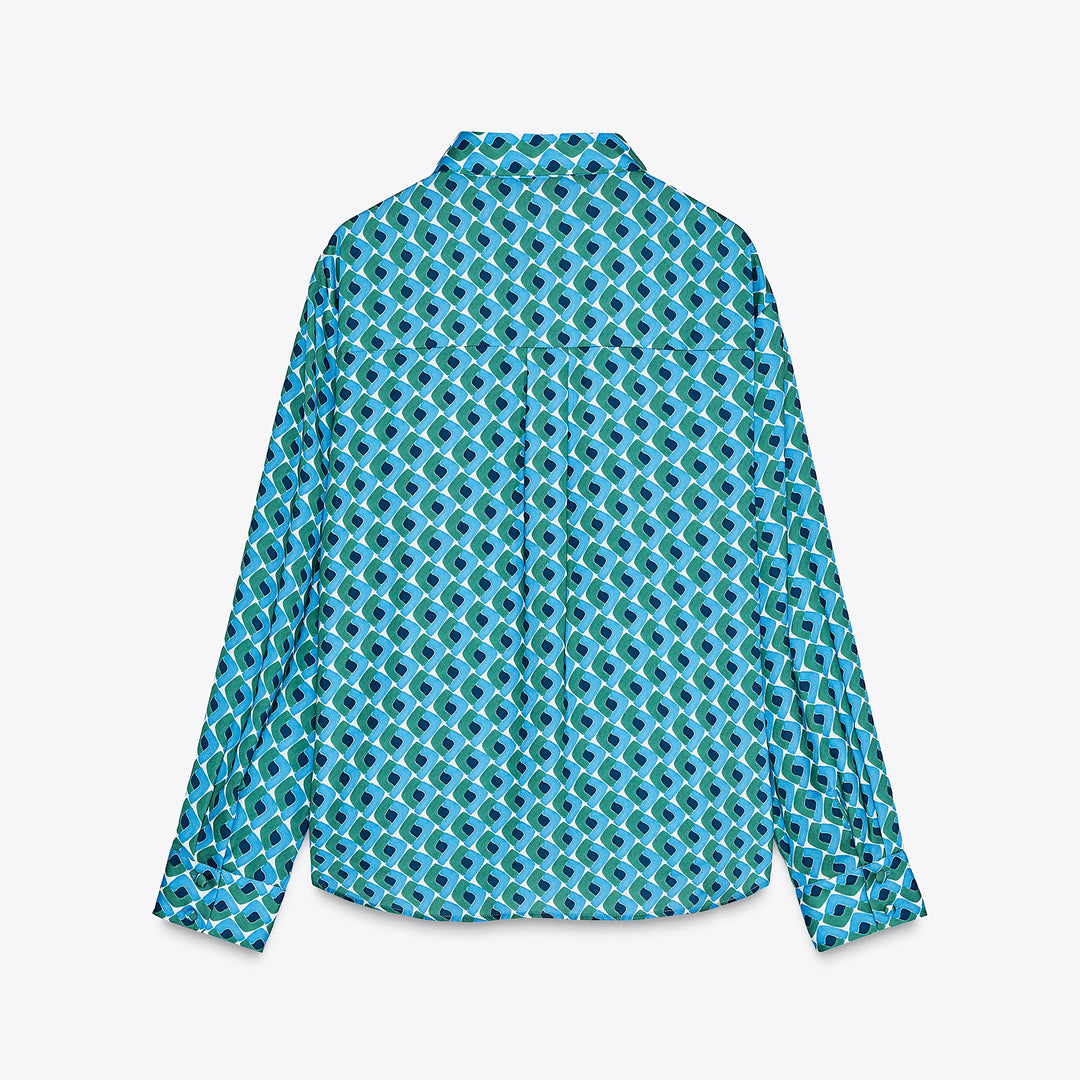Moudda ZARA - Chemise Satin - Imprimé Géométrique Combiné & Bouton - Tunisie 2