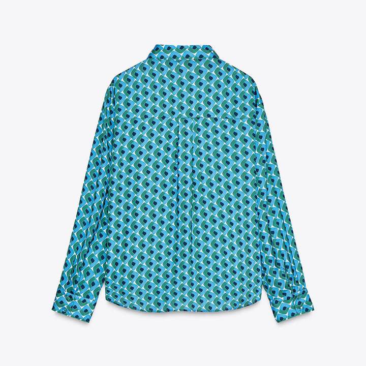 Moudda ZARA - Chemise Satin - Imprimé Géométrique Combiné & Bouton - Tunisie 2