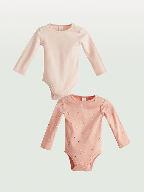 Moudda LC Waikiki - Body imprimé manches longues en jersey - tenue de sport couleur Rose terne imprimé pour filles - Tunisie 1