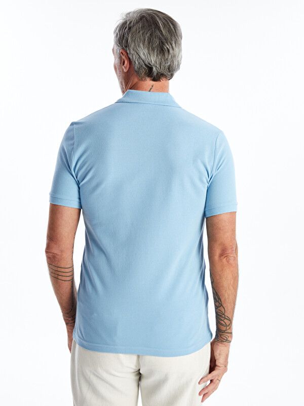 Moudda LC Waikiki - T-shirt col polo basique manches courtes en jersey pour Homme couleur Bleu - Tunisie 5