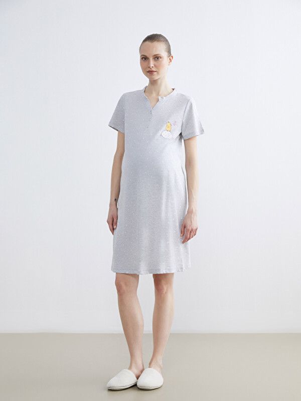 Moudda LC Waikiki - Chemise de nuit maternité pour Femme couleur Gris mélangé imprimé - Tunisie 2