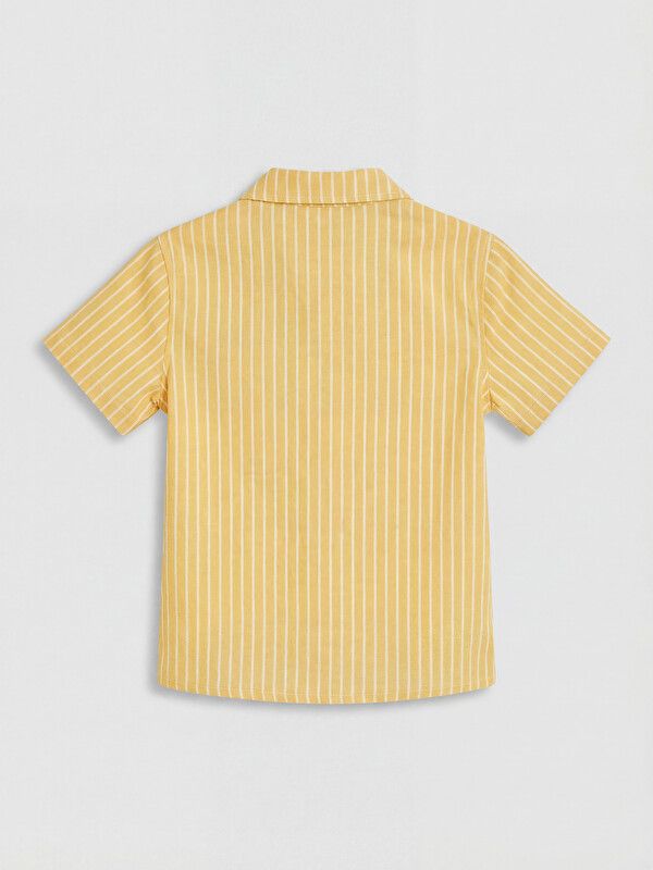 Moudda LC Waikiki - Ensemble manches courtes en tissu pour Garçon couleur Jaune foncé rayé - Tunisie 3
