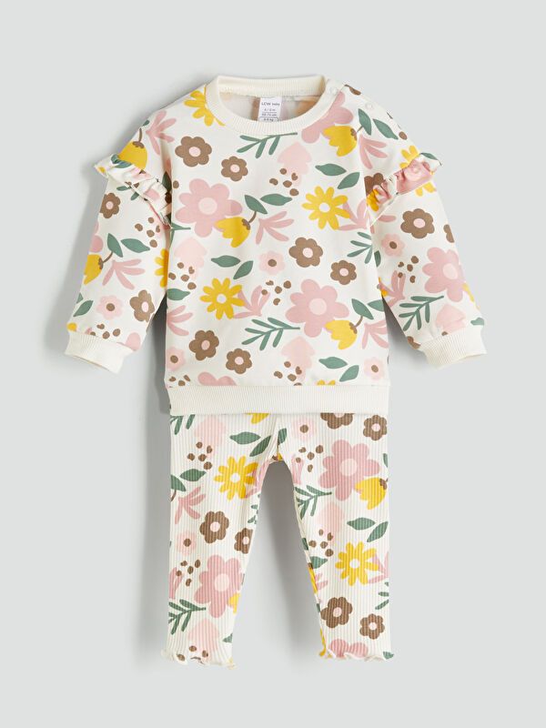 Moudda LC Waikiki - Ensemble en jersey Fille Crème imprimée - Tunisie 1