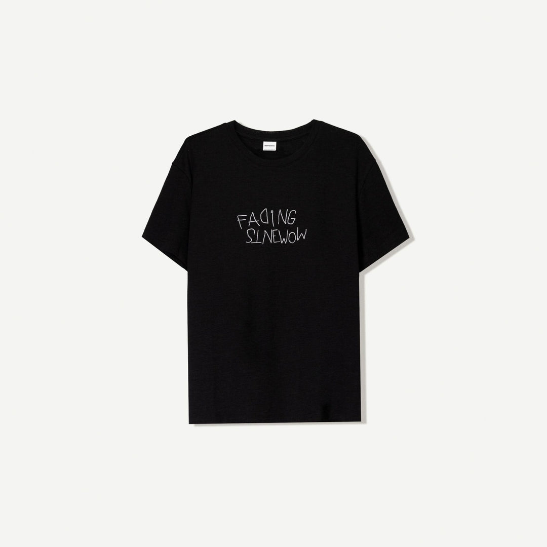 Moudda BERSHKA - T-Shirt Regular - Slub Denim Foncé - Tunisie 1