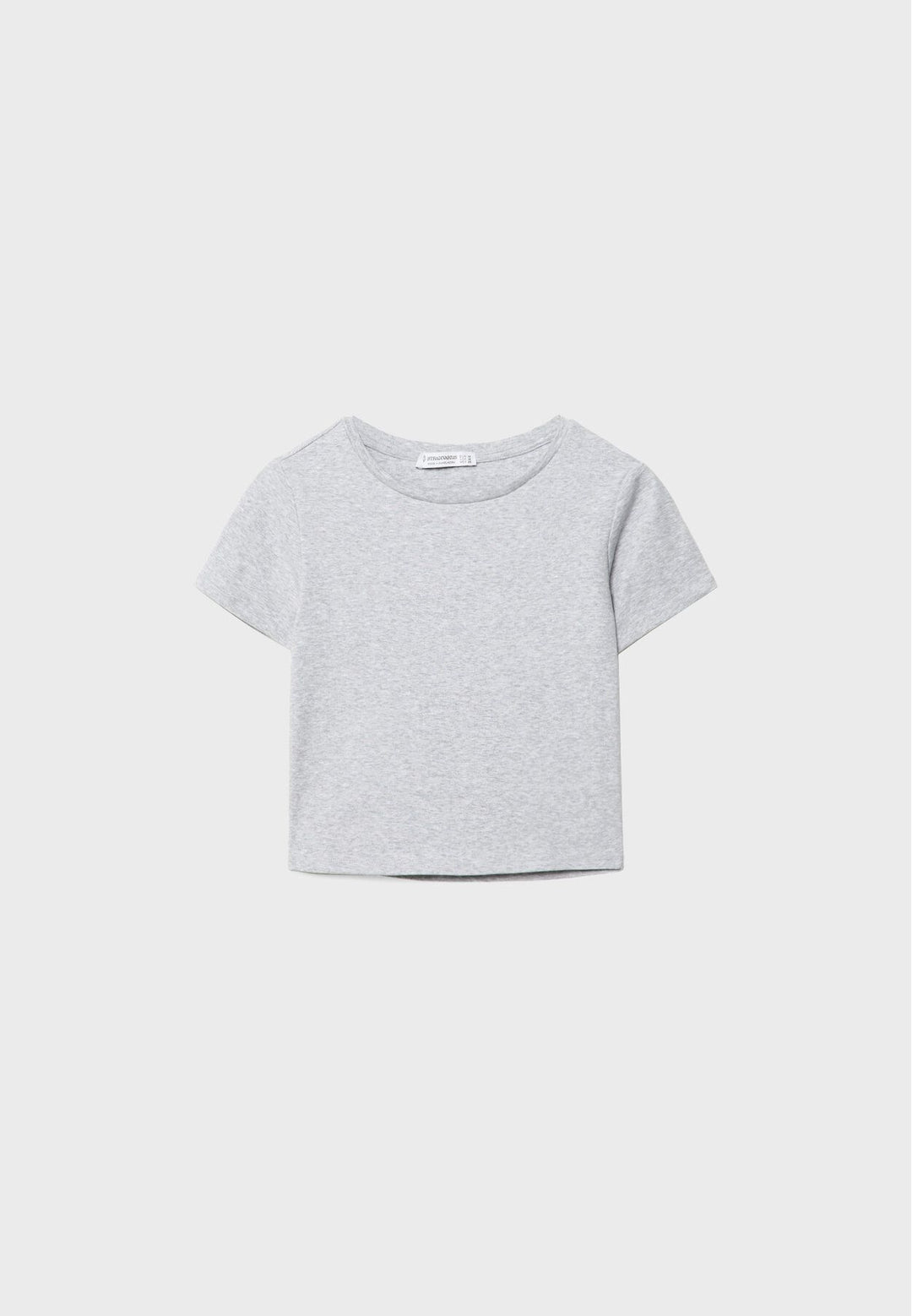 Moudda STRADIVARIUS - T-Shirt Crop Basique Manche Courte Coton Gris Chiné Grandes Surfaces - Tunisie 2