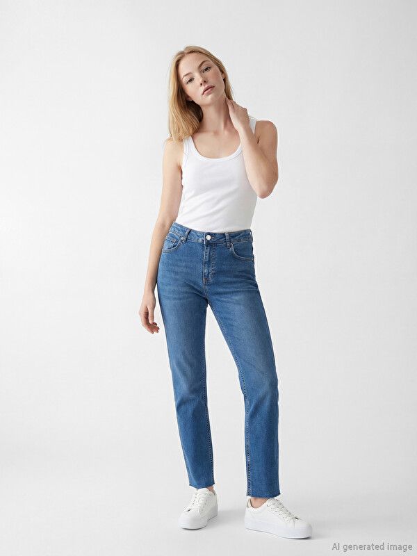 Moudda LC Waikiki - Pantalon en jean pour Femme couleur Bleu moyen - Tunisie 1