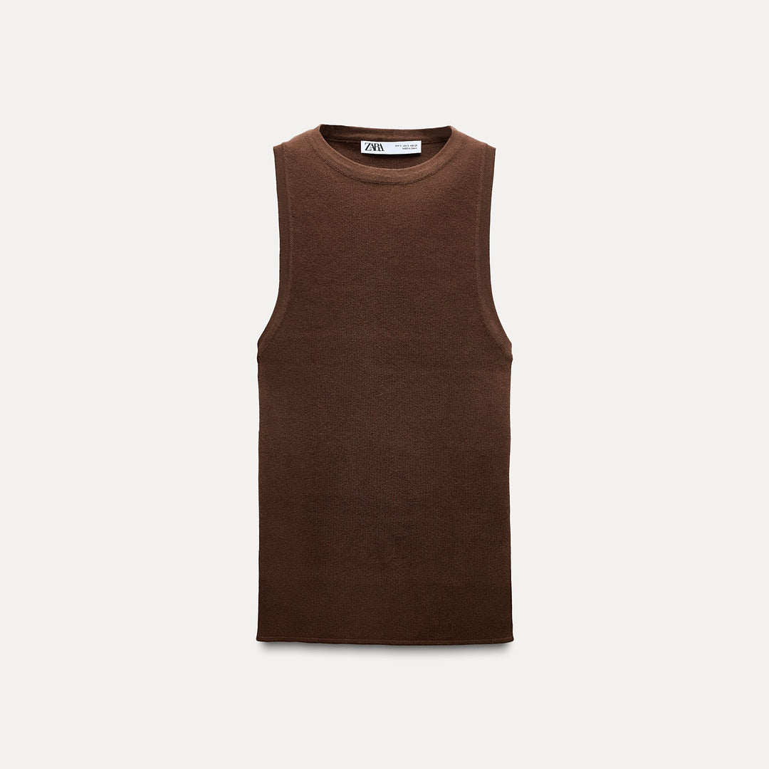 Moudda ZARA - Top col droit manches courtes droit tricot entier - Tunisie 2