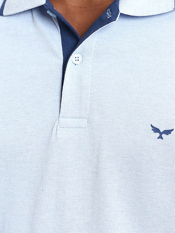 Moudda LC Waikiki - T-shirt col polo basique manches courtes en jersey pour Homme couleur Bleu mélangé - Tunisie 3