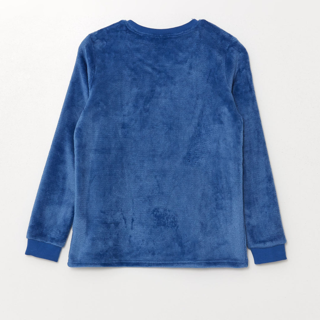 Moudda LC Waikiki - Pyjama en jersey manches longues épais Fille Bleu moyen - Tunisie 3