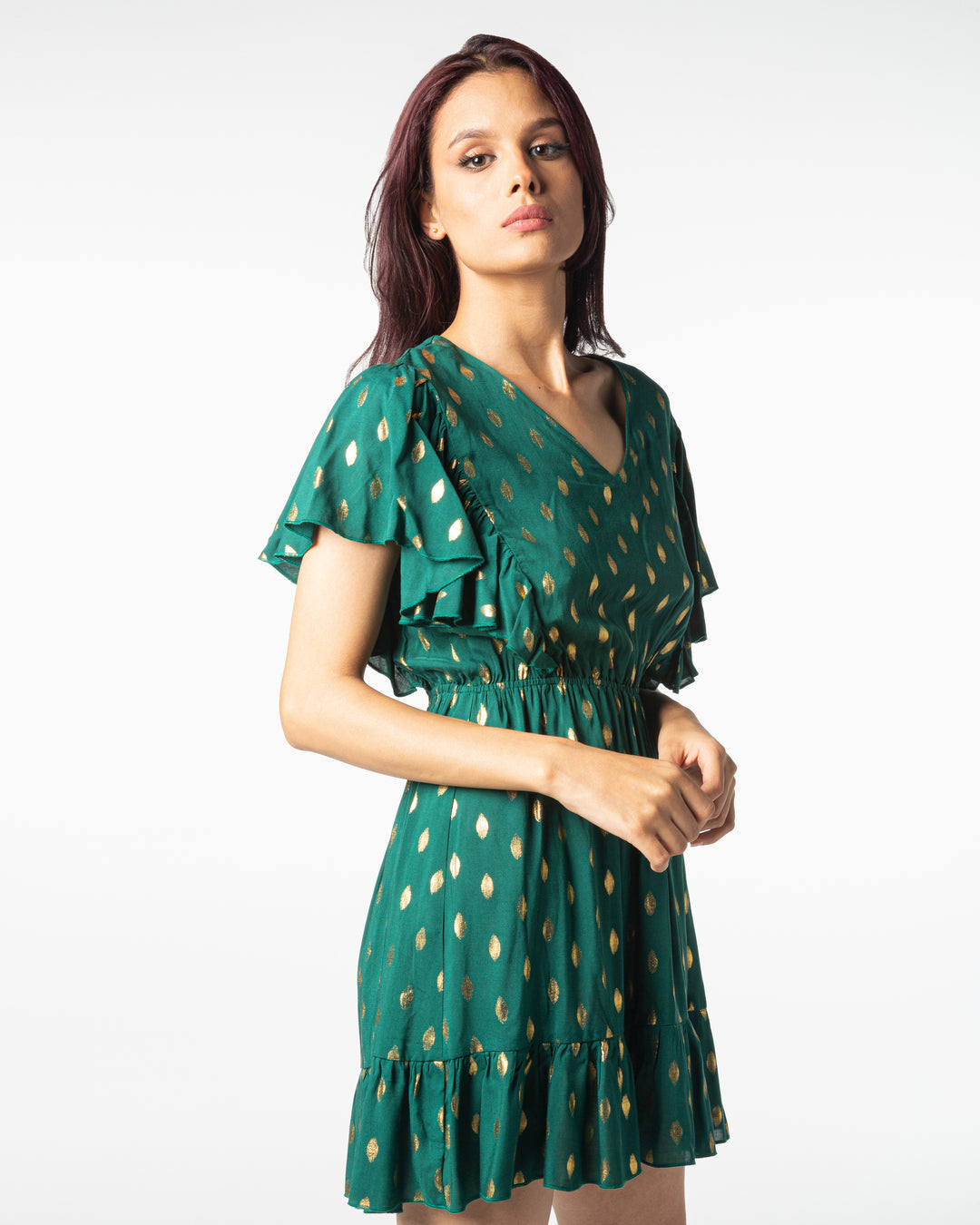 Robe courte à volants vert