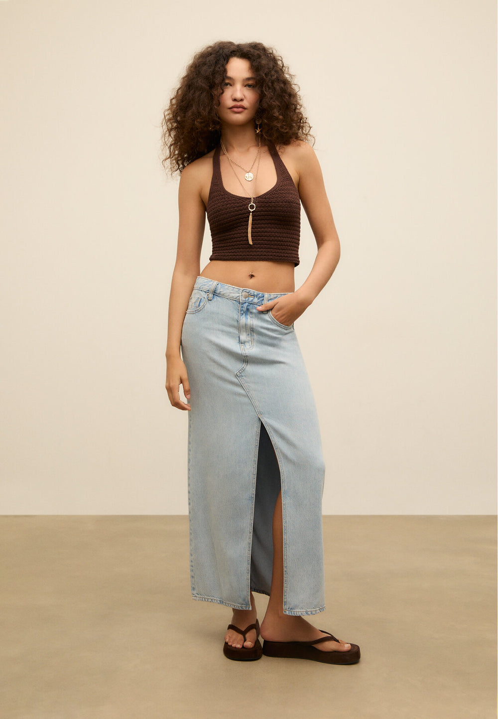 Jupe Midi Fluide - Denim - Tunisie2